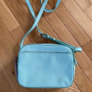 Fossil Mint Green Leather Crossbody Handbag